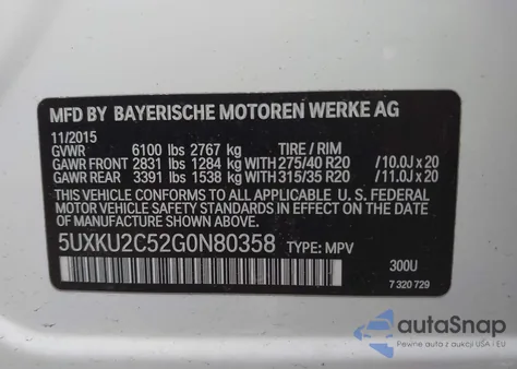 2016 BMW X6 xDrive35I z USA, uszkodzony, nr VIN 5UXKU2C52G0N80358